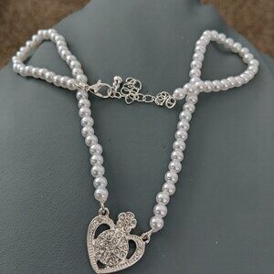 PRETTY PEARL AND CROWN COCKER NECKLACE FOR WOMEN